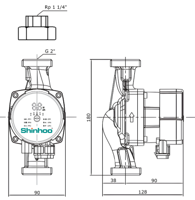 Насос циркуляционный энергосберегающий Shinhoo MASTER S 32-4 180мм 230V 5-26Вт (с гайками)